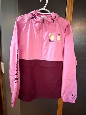 Champion Pink and Burgundy Colorblock Windbreaker Jacket